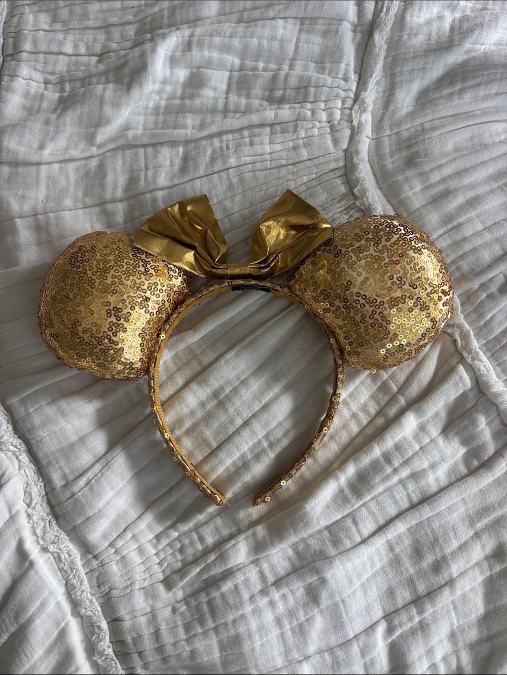 Gold Sequin Minnie Ear Headband with Bow - Women Accessories